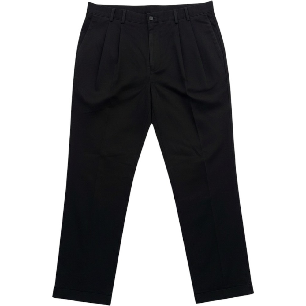 Dockers Premium Pants Mens 36x34 Black 100% Cotton Pleated Cuffed Chino Trousers